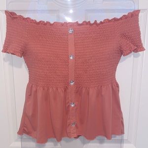 Blush Pink Off The Shoulder Blouse